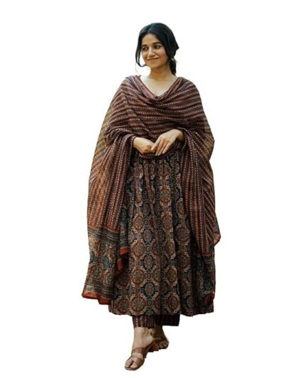 Women's Viscose Printed Flared A-Line Kurta With Pant And Dupatta Suit Set | Kurta Set