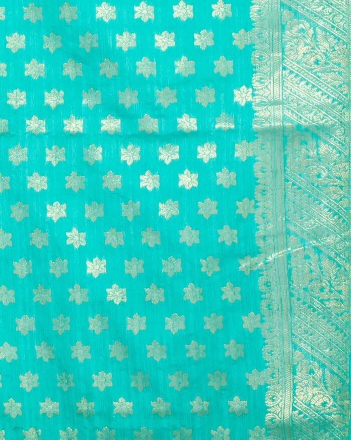 Woven Banarasi Saree with Contrast Border - Image 4